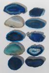 10 Achatscheiben, blau, 40 - 62 mm 