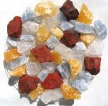Edelsteinmischung 1 kg, Rohsteine roter Jaspis, Bergkristall, Orangencalcit und blauer Calcit 