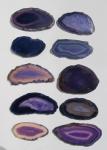 10 Achatscheiben, meist violett, 40 - 56 mm 