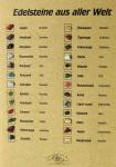Edelsteine aus aller Welt, 26 Minerale auf Tafel, beschriftet 