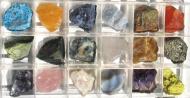 Mineralien Sammlung, Rohsteine, Sammlung 18 Minerale, beschriftet 