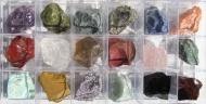 Mineraliensammlung, Rohsteinsammlung, Sammlung 18 Minerale, beschriftet 