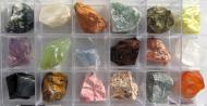 Mineralien Sammlung, Rohsteine, Sammlung 18 Minerale, beschriftet 