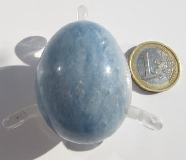 Ei aus blauem Calcit, Calcitei Steinei Dekoei, 40 mm, 62 g. 