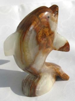 Delphin aus Onyxmarmor, Tierfigur Steinfigur 540 g. 