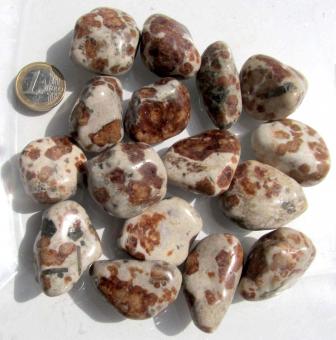 Wollastonit mit Granat Namibia, 2 Trommelsteine 50 bis 70 g. 