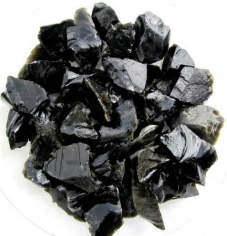 Schwarzer Obsidian, ab 300 g.Rohsteine, Mineral 